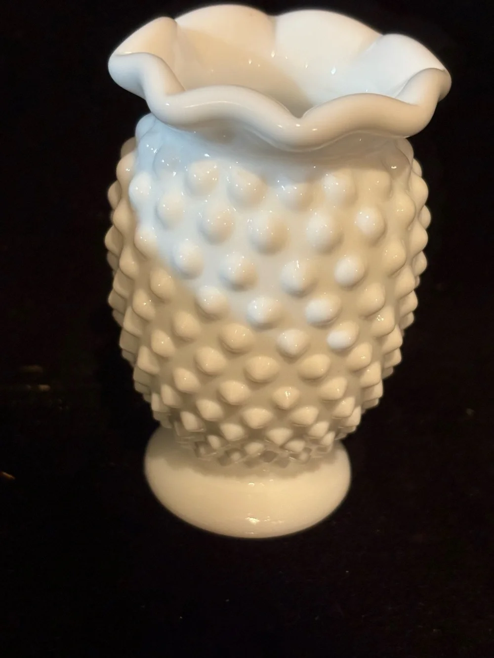 Fenton White Milk Glass Hobnail Miniature Vase
